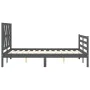 Gray solid wood bed frame with headboard 140x190 cm by vidaXL, Beds and slatted bases - Ref: Foro24-3194358, Price: 162,04 €,...