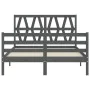 Gray solid wood bed frame with headboard 140x190 cm by vidaXL, Beds and slatted bases - Ref: Foro24-3194358, Price: 162,04 €,...