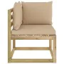 Garten-Ecksofa mit grün imprägnierten Holzkissen von vidaXL, Modulare Sofas für den Außenbereich - Ref: Foro24-3065021, Preis...