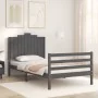 Gray solid wood bed frame with headboard 100x200 cm by vidaXL, Beds and slatted bases - Ref: Foro24-3194173, Price: 122,17 €,...