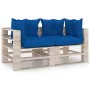 2-Sitzer-Gartensofa aus Paletten mit Kissen aus Kiefernholz von vidaXL, Gartensets - Ref: Foro24-3066109, Preis: 210,83 €, Ra...