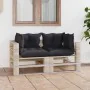 2-seater pallet garden sofa with pine wood cushions by vidaXL, Garden sets - Ref: Foro24-3066100, Price: 203,38 €, Discount: %