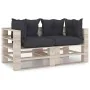 2-seater pallet garden sofa with pine wood cushions by vidaXL, Garden sets - Ref: Foro24-3066100, Price: 203,38 €, Discount: %