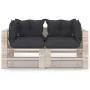 2-seater pallet garden sofa with pine wood cushions by vidaXL, Garden sets - Ref: Foro24-3066100, Price: 203,38 €, Discount: %