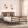 Honey brown solid wood bed frame and headboard 120x200 cm by vidaXL, Beds and slatted bases - Ref: Foro24-3194569, Price: 137...