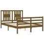 Honey brown solid wood bed frame and headboard 120x200 cm by vidaXL, Beds and slatted bases - Ref: Foro24-3194569, Price: 137...