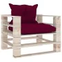 Garden pallet sofa with red pine wood cushions by vidaXL, Outdoor sofas - Ref: Foro24-3066048, Price: 86,02 €, Discount: %