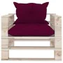 Garden pallet sofa with red pine wood cushions by vidaXL, Outdoor sofas - Ref: Foro24-3066048, Price: 86,02 €, Discount: %