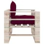 Garden pallet sofa with red pine wood cushions by vidaXL, Outdoor sofas - Ref: Foro24-3066048, Price: 86,02 €, Discount: %