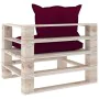 Garden pallet sofa with red pine wood cushions by vidaXL, Outdoor sofas - Ref: Foro24-3066048, Price: 86,02 €, Discount: %