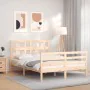 Bed frame with solid wood headboard 140x200 cm by vidaXL, Beds and slatted bases - Ref: Foro24-3194831, Price: 124,25 €, Disc...