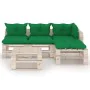 5-piece pallet garden furniture with pine wood cushions by vidaXL, Garden sets - Ref: Foro24-3066256, Price: 385,71 €, Discou...