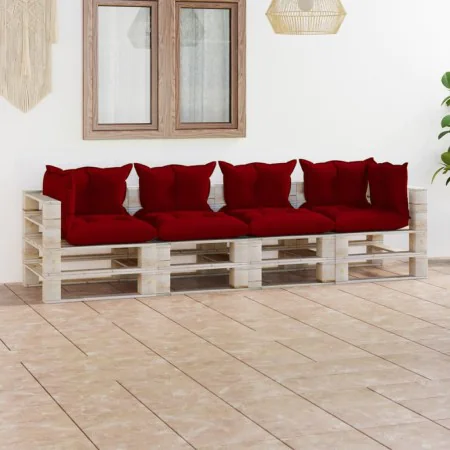 4-seater pallet garden sofa with pine wood cushions by vidaXL, Garden sets - Ref: Foro24-3066138, Price: 377,47 €, Discount: %