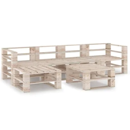 6-piece pine wood pallet garden furniture set by vidaXL, Garden sets - Ref: Foro24-3066033, Price: 320,46 €, Discount: %