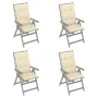 Reclining garden chairs 4 pcs solid acacia wood cushions by vidaXL, Garden chairs - Ref: Foro24-3065394, Price: 307,03 €, Dis...