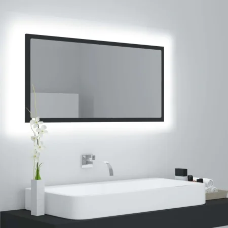 Badezimmerspiegel LED Acryl glänzend grau 90x8,5x37 cm von vidaXL, Badezimmerwaschtische - Ref: Foro24-804934, Preis: 44,39 €...