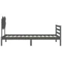 Gray solid wood bed frame with headboard 100x200 cm by vidaXL, Beds and slatted bases - Ref: Foro24-3195278, Price: 108,63 €,...