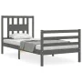 Estructura de cama con cabecero madera maciza gris 90x200 cm de vidaXL, Camas y somieres - Ref: Foro24-3194558, Precio: 103,0...