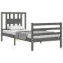 Estructura de cama con cabecero madera maciza gris 90x200 cm de vidaXL, Camas y somieres - Ref: Foro24-3194558, Precio: 103,0...