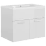 Glossy white engineered wood cabinet with sink by vidaXL, bathroom vanities - Ref: Foro24-3070826, Price: 152,86 €, Discount: %