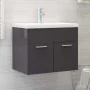 Glossy gray engineered wood cabinet with sink by vidaXL, bathroom vanities - Ref: Foro24-3071278, Price: 175,62 €, Discount: %