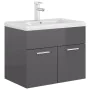 Glossy gray engineered wood cabinet with sink by vidaXL, bathroom vanities - Ref: Foro24-3071278, Price: 175,62 €, Discount: %