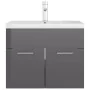 Glossy gray engineered wood cabinet with sink by vidaXL, bathroom vanities - Ref: Foro24-3071278, Price: 175,62 €, Discount: %