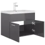 Glossy gray engineered wood cabinet with sink by vidaXL, bathroom vanities - Ref: Foro24-3071278, Price: 175,62 €, Discount: %