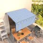 Automatisch einziehbare Markise mit blau-weißem Rollo 3x2,5m von vidaXL, Markisen - Ref: Foro24-3069386, Preis: 317,54 €, Rab...