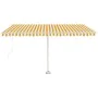 Toldo de pie retráctil manual amarillo y blanco 450x300 cm de vidaXL, Toldos - Ref: Foro24-3069558, Precio: 491,11 €, Descuen...