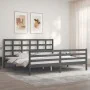 Gray solid wood bed frame with headboard 200x200 cm by vidaXL, Beds and slatted bases - Ref: Foro24-3194008, Price: 165,12 €,...