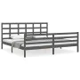 Gray solid wood bed frame with headboard 200x200 cm by vidaXL, Beds and slatted bases - Ref: Foro24-3194008, Price: 165,12 €,...