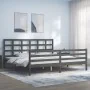 Gray solid wood bed frame with headboard 200x200 cm by vidaXL, Beds and slatted bases - Ref: Foro24-3194008, Price: 165,12 €,...