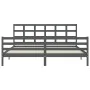 Gray solid wood bed frame with headboard 200x200 cm by vidaXL, Beds and slatted bases - Ref: Foro24-3194008, Price: 165,12 €,...