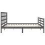 Gray solid wood bed frame with headboard 200x200 cm by vidaXL, Beds and slatted bases - Ref: Foro24-3194008, Price: 165,12 €,...