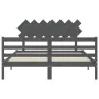 Double bed frame with gray solid wood headboard by vidaXL, Beds and slatted bases - Ref: Foro24-3195293, Price: 156,65 €, Dis...