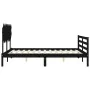 Double bed frame with gray solid wood headboard by vidaXL, Beds and slatted bases - Ref: Foro24-3195293, Price: 156,65 €, Dis...