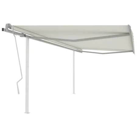 Manual retractable awning with cream poles 4.5x3 m by vidaXL, Awnings - Ref: Foro24-3069957, Price: 469,53 €, Discount: %