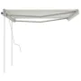 Manual retractable awning with cream poles 4.5x3 m by vidaXL, Awnings - Ref: Foro24-3069957, Price: 469,53 €, Discount: %