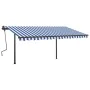 Automatic retractable awning with blue and white poles, 4x3.5 meters. by vidaXL, Awnings - Ref: Foro24-3070226, Price: 637,17...