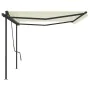 Automatic retractable awning with cream poles 5x3.5 m by vidaXL, Awnings - Ref: Foro24-3070267, Price: 744,89 €, Discount: %