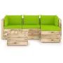 Garden furniture 5 pieces with green impregnated wood cushions by vidaXL, Garden sets - Ref: Foro24-3074638, Price: 556,13 €,...