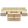 Garden furniture set 10 pieces honey brown pine wood cushions by vidaXL, Garden sets - Ref: Foro24-3077162, Price: 910,20 €, ...