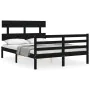 Bed frame with black solid wood headboard 140x190 cm by vidaXL, Beds and slatted bases - Ref: Foro24-3195075, Price: 154,02 €...