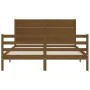 Double bed frame with honey brown wooden headboard by vidaXL, Beds and slatted bases - Ref: Foro24-3194644, Price: 191,59 €, ...