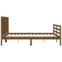 Double bed frame with honey brown wooden headboard by vidaXL, Beds and slatted bases - Ref: Foro24-3194644, Price: 191,59 €, ...