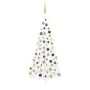 Half Christmas tree with lights and balls white 240 cm by vidaXL, Christmas trees - Ref: Foro24-3077486, Price: 74,35 €, Disc...