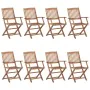 8 pcs folding garden chairs and solid acacia wood cushions by vidaXL, Garden chairs - Ref: Foro24-3074985, Price: 448,73 €, D...