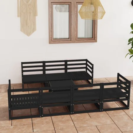 Garden furniture set 8 pieces black solid pine wood by vidaXL, Garden sets - Ref: Foro24-3075373, Price: 547,48 €, Discount: %