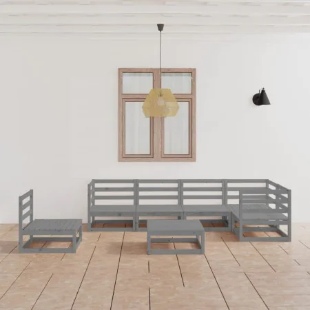 Garden furniture 7 pieces gray solid pine wood by vidaXL, Garden sets - Ref: Foro24-3075591, Price: 328,59 €, Discount: %